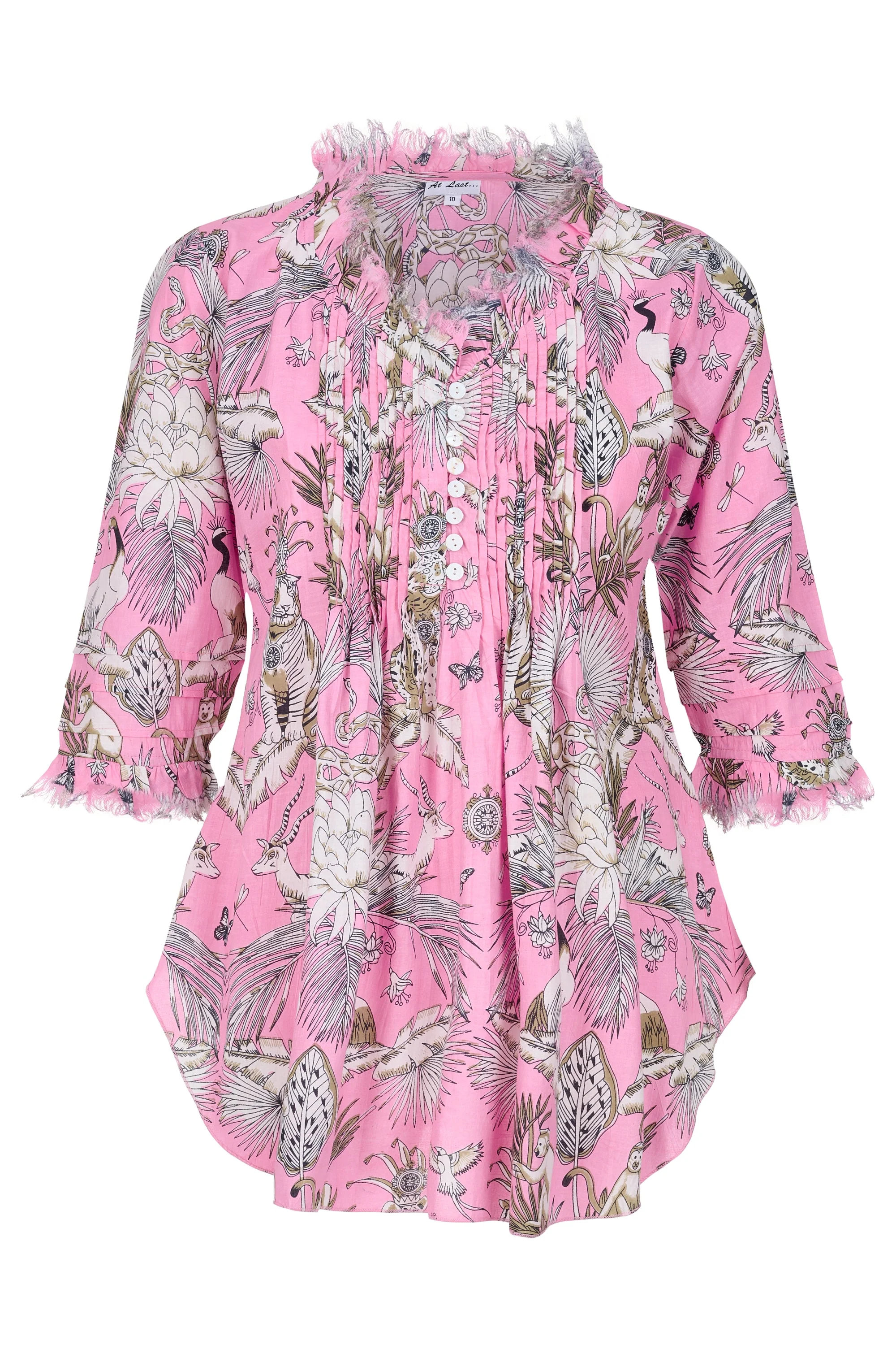 Sophie Cotton Shirt in Pink Tropical - Image 2
