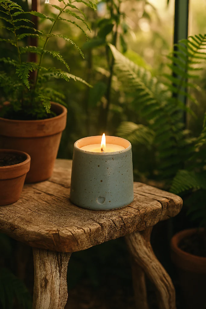 Speckled Clay Candle Pot with Refill - Satin Grey - Image 3