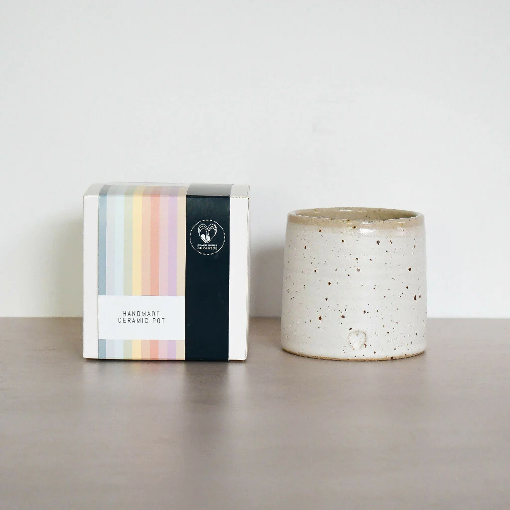 Speckled Clay Candle Pot with Refill - Snowdrop White - Image 2