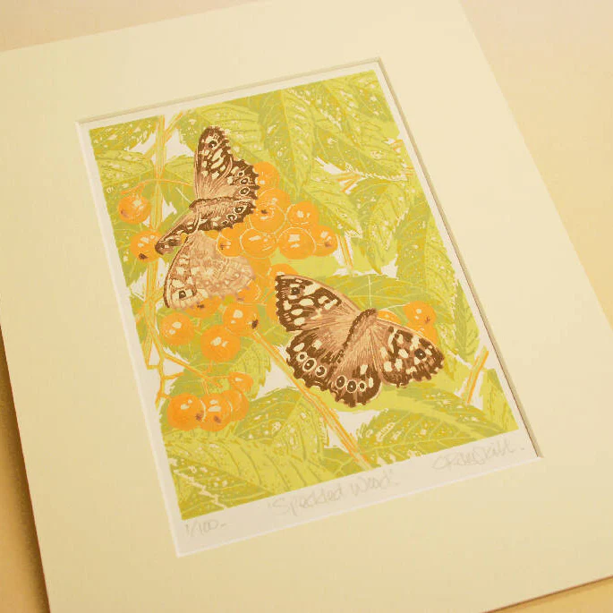 Speckled Wood - Limited Edition - Original Linocut Print - Image 2