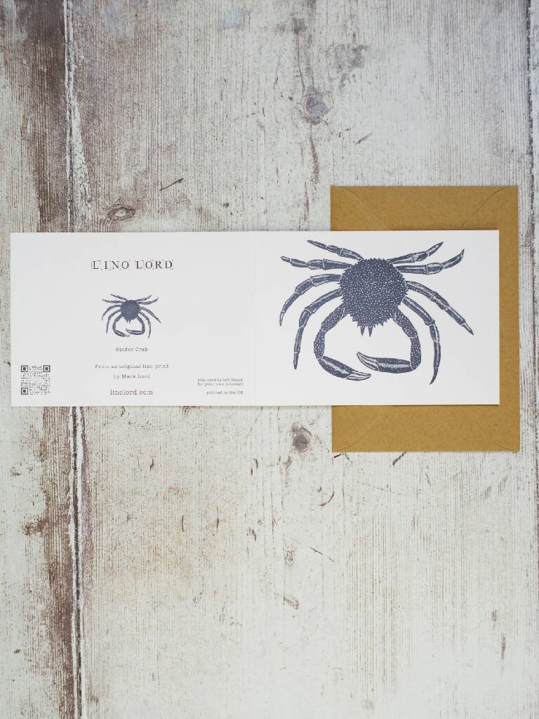 Spider Crab A6 Lino Print Greeting Card - Image 3