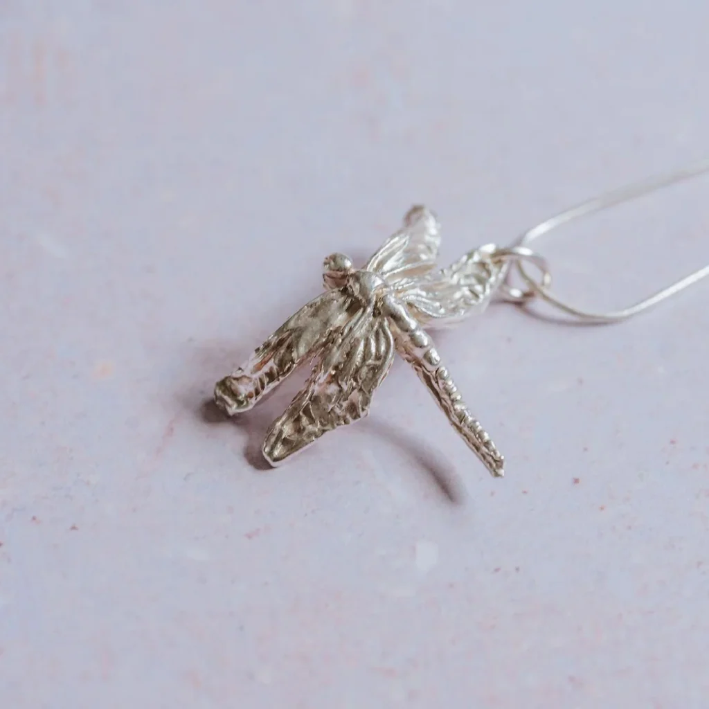 Spring Awakening Silver Dragonfly Necklace - Image 3