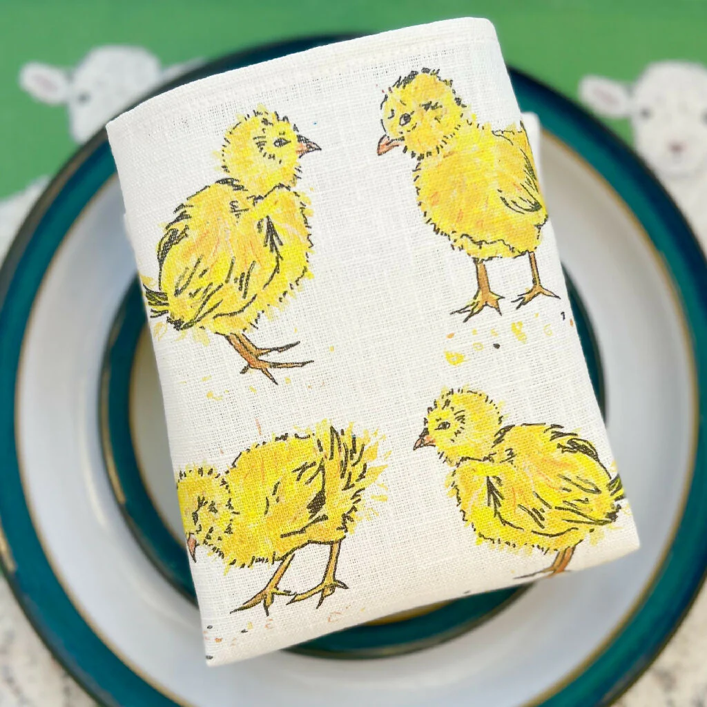 Spring Chicks Linen Napkins - Image 2