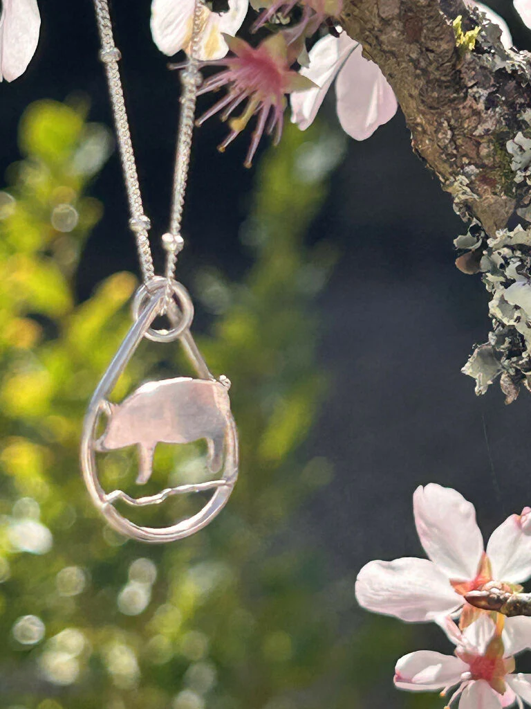 Spring Piggy silver hand crafted Necklace