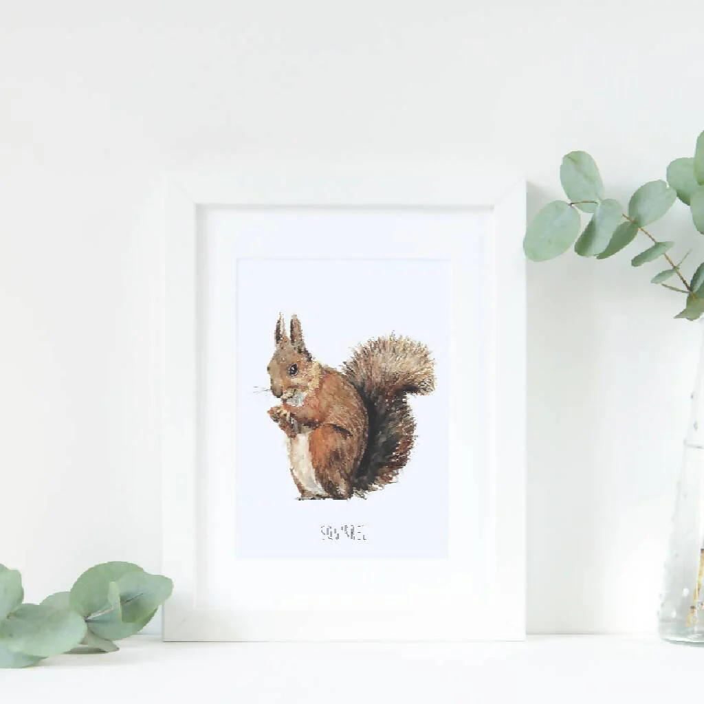 Squirrel Watercolour Art Print
