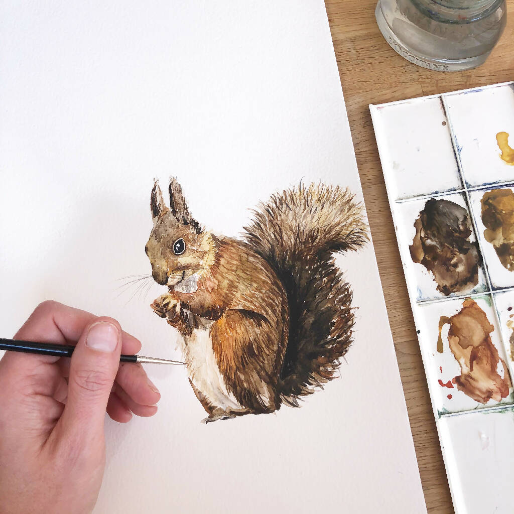 Squirrel Watercolour Art Print - Image 2