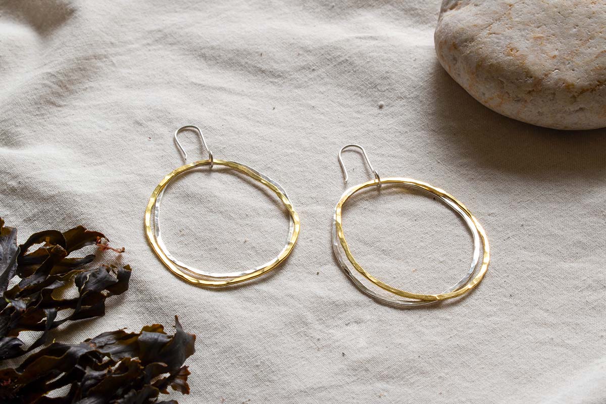 Stacked Hoops Brass and Silver Combo - Image 2
