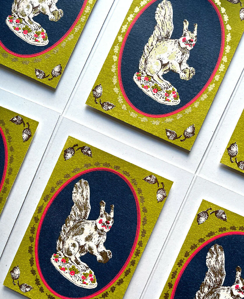 'Staffordshire Squirrel' Hand Screenprinted Card - Image 3