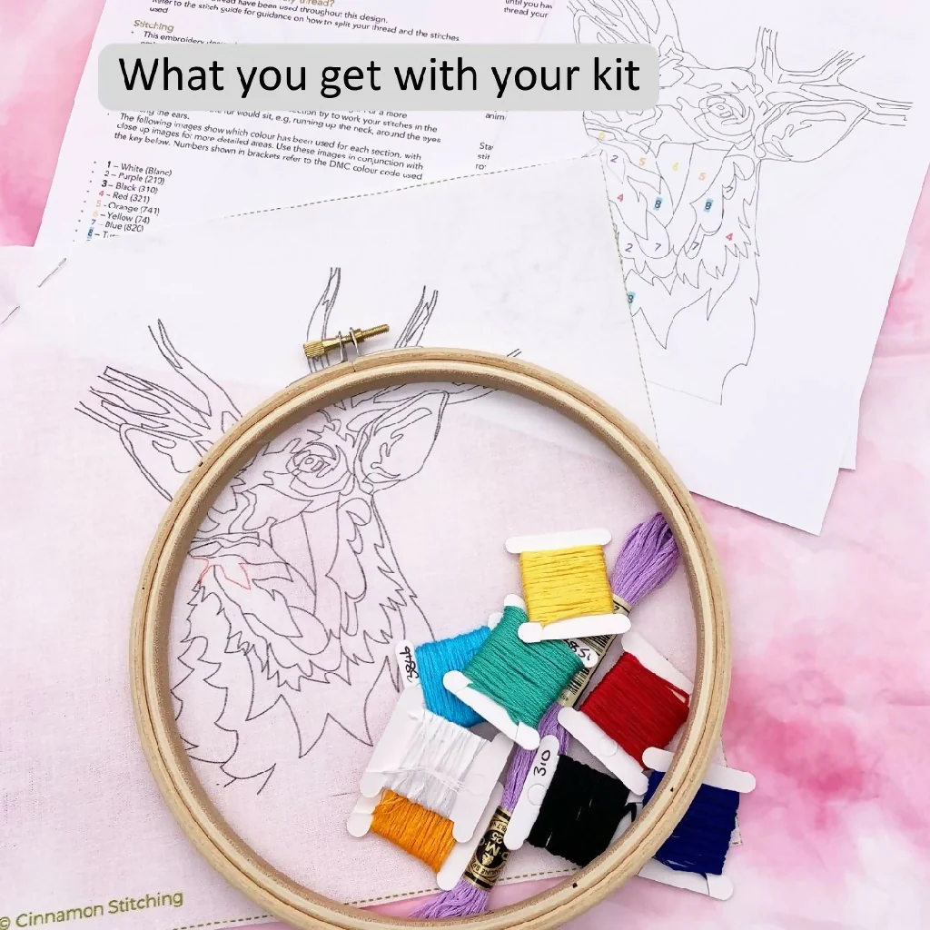 Stag's Head Embroidery Kit - Image 6