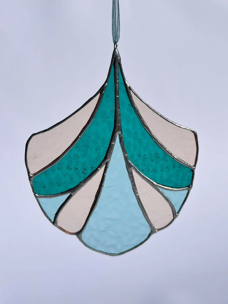Stained Glass Art Deco Suncatcher Decoration in Blush and Teal - Image 7