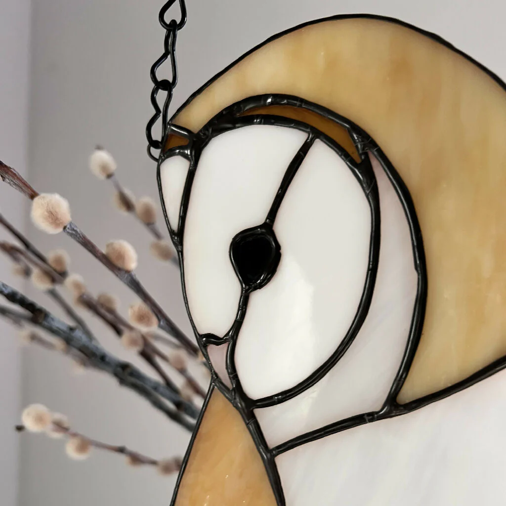 Stained Glass Barn Owl Wall Hanging