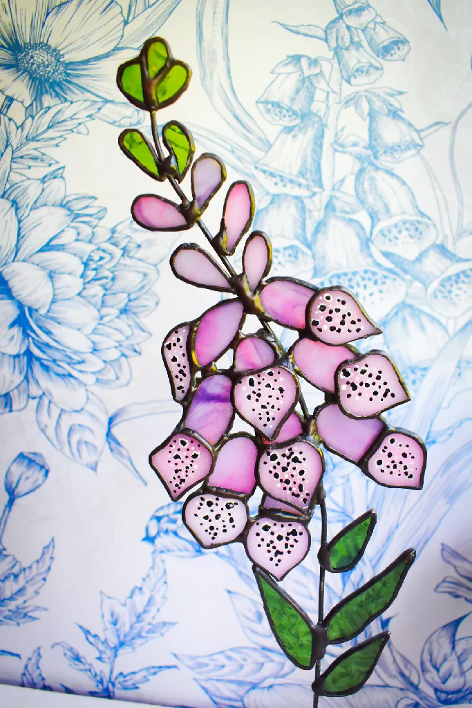 Stained Glass Foxglove – Pink & Purple Wispy Textured Bloom - Image 4