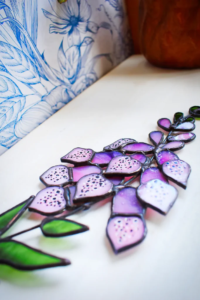 Stained Glass Foxglove – Pink & Purple Wispy Textured Bloom - Image 5