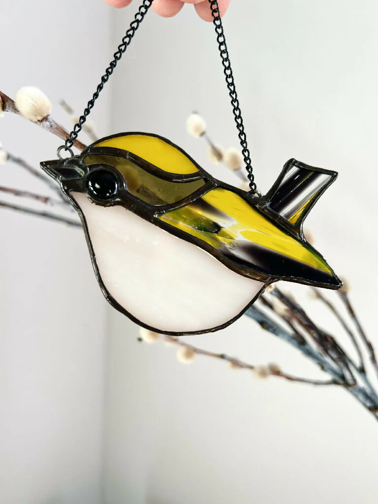 Stained Glass Goldcrest - garden bird lover gift - Image 2