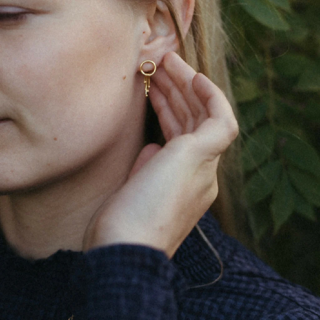 Stamen Circle Studs in Gold Vermeil