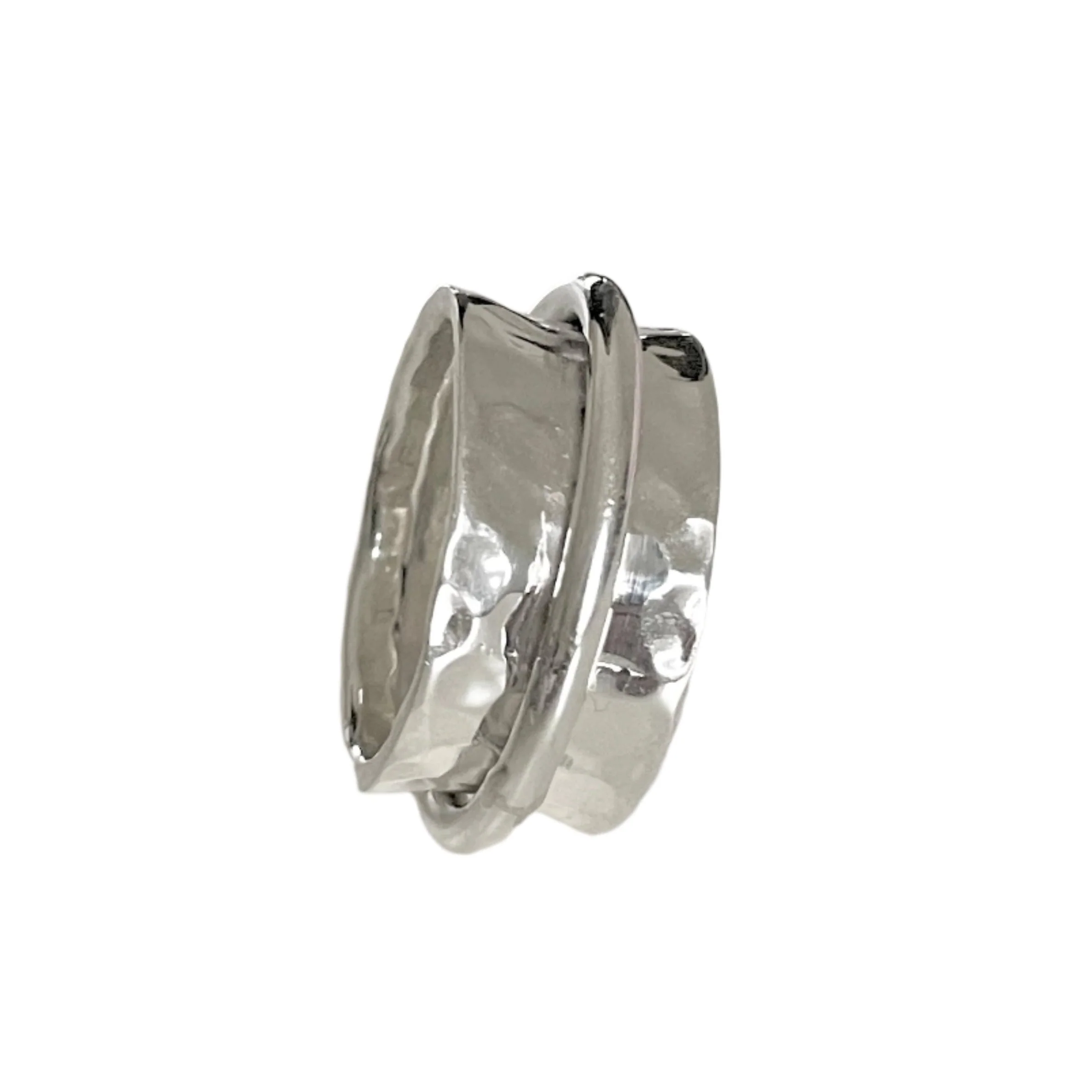 Statement Hammered Spinner Ring in Sterling Silver - Image 2