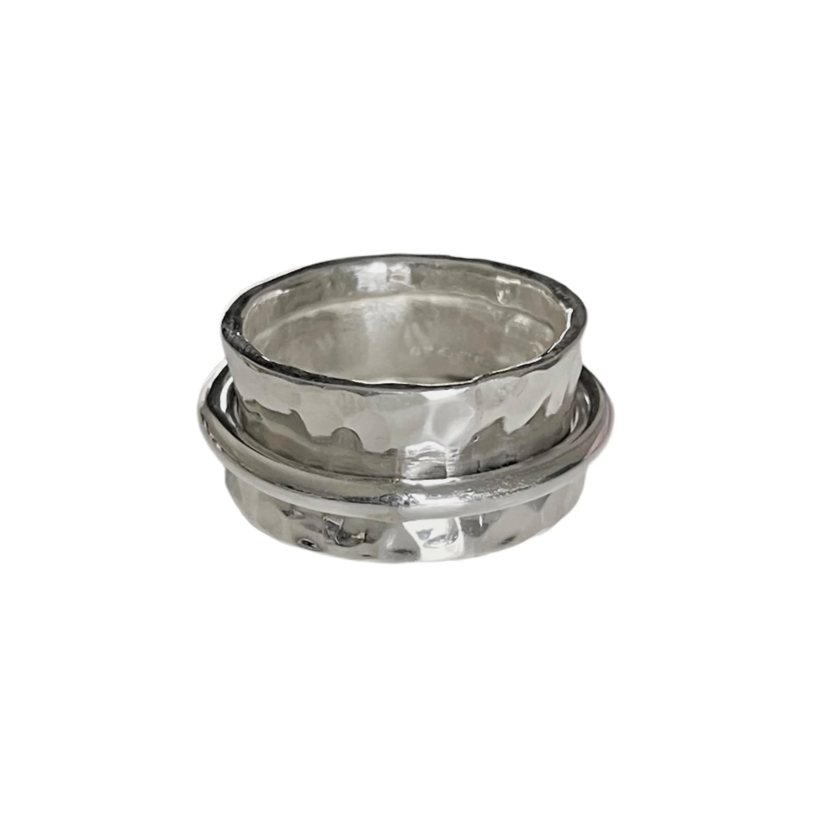 Statement Hammered Spinner Ring in Sterling Silver - Image 5