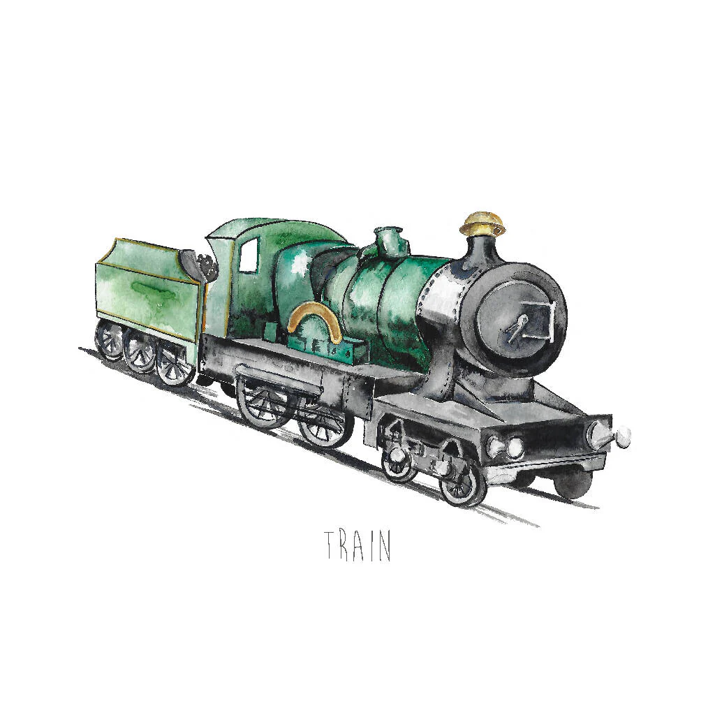 Steam Train Watercolour Art Print - Image 2
