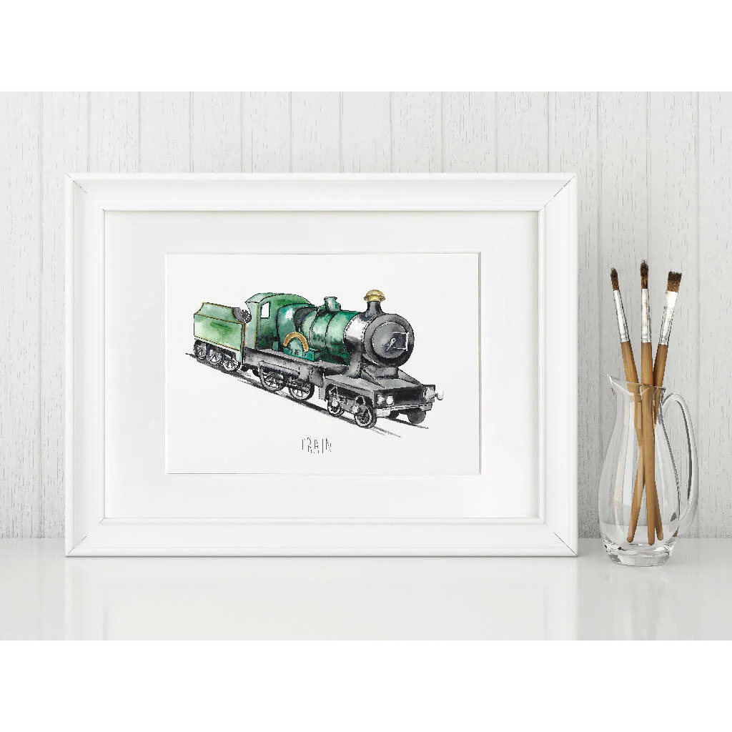 Steam Train Watercolour Art Print - Image 3