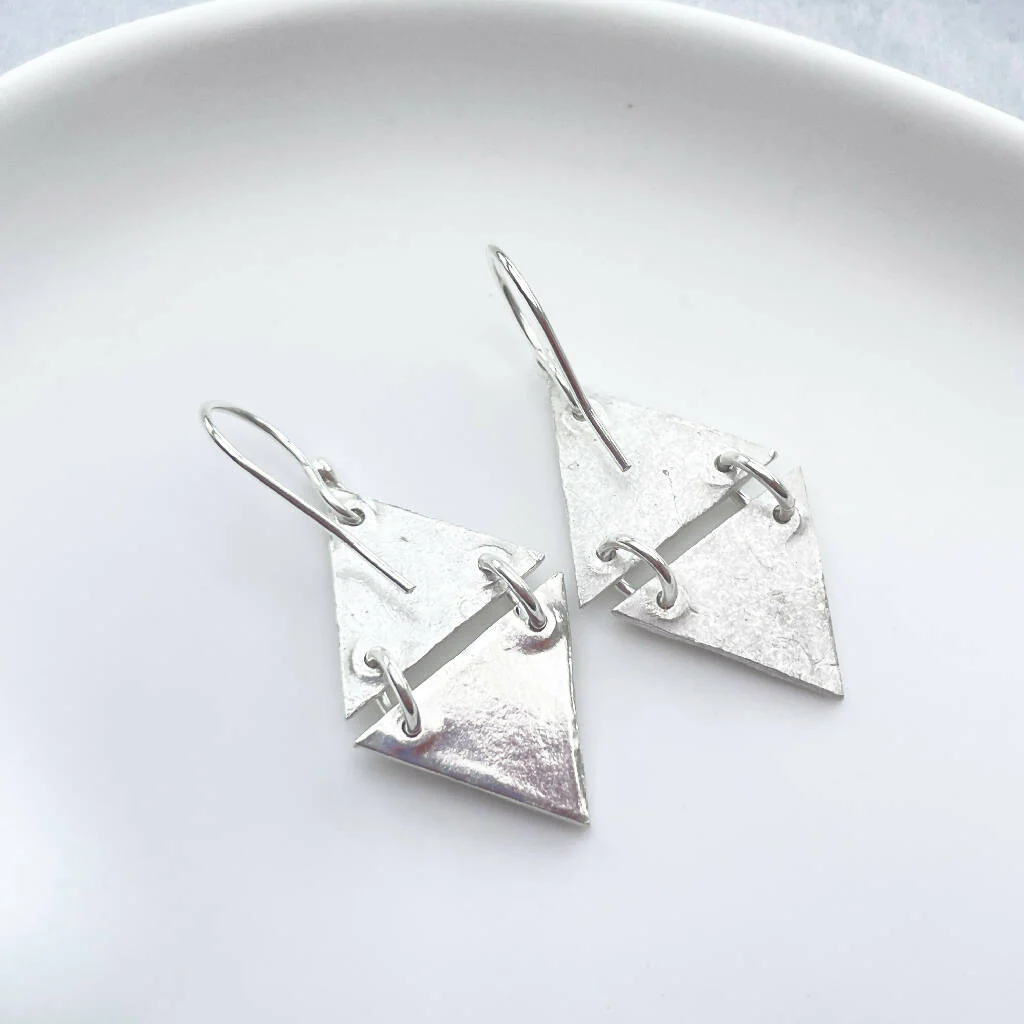 Articulated Fine Silver Sustainable Earrings - Image 4