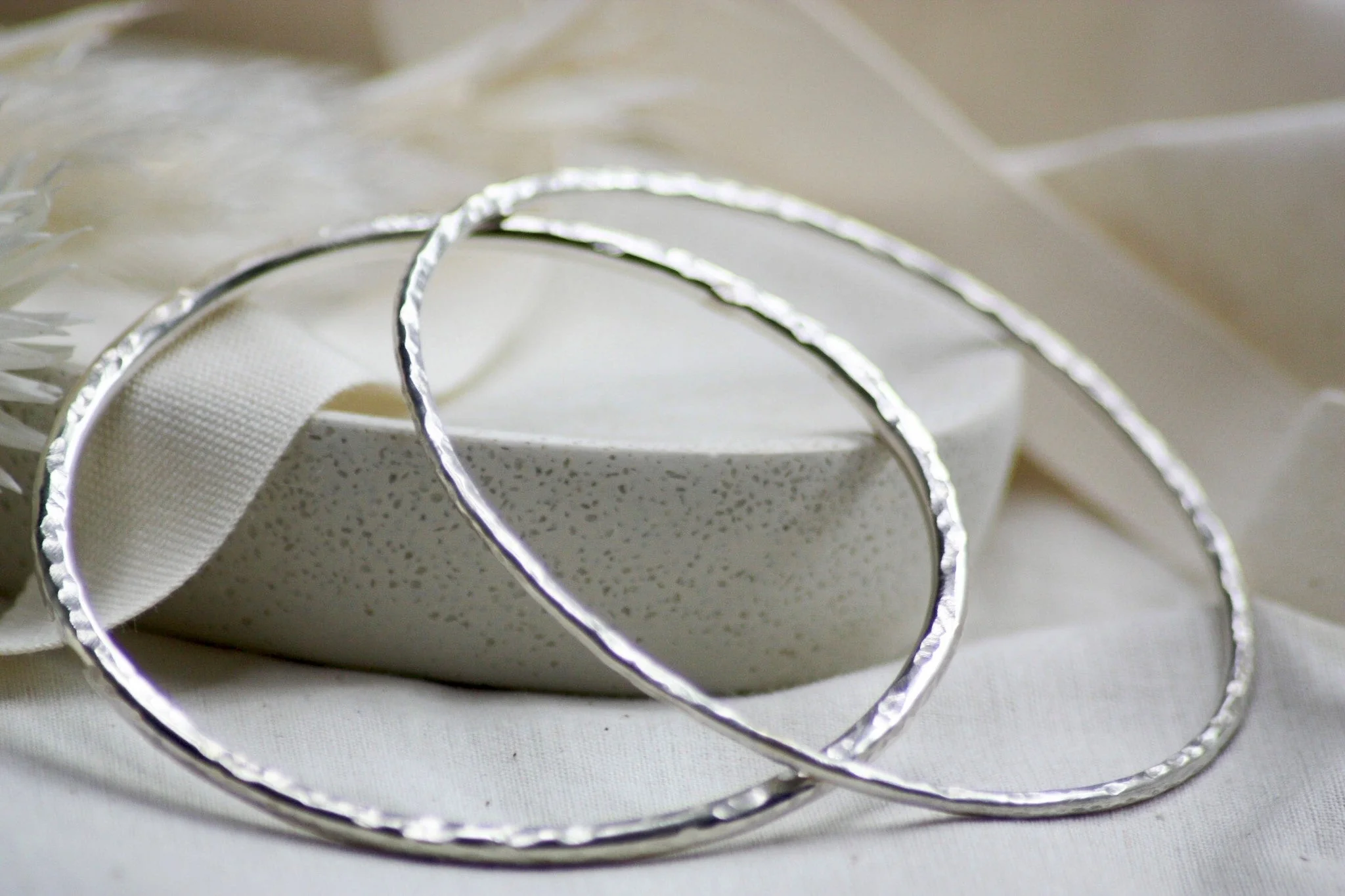 Sterling Silver Hammered Bangles - Image 4