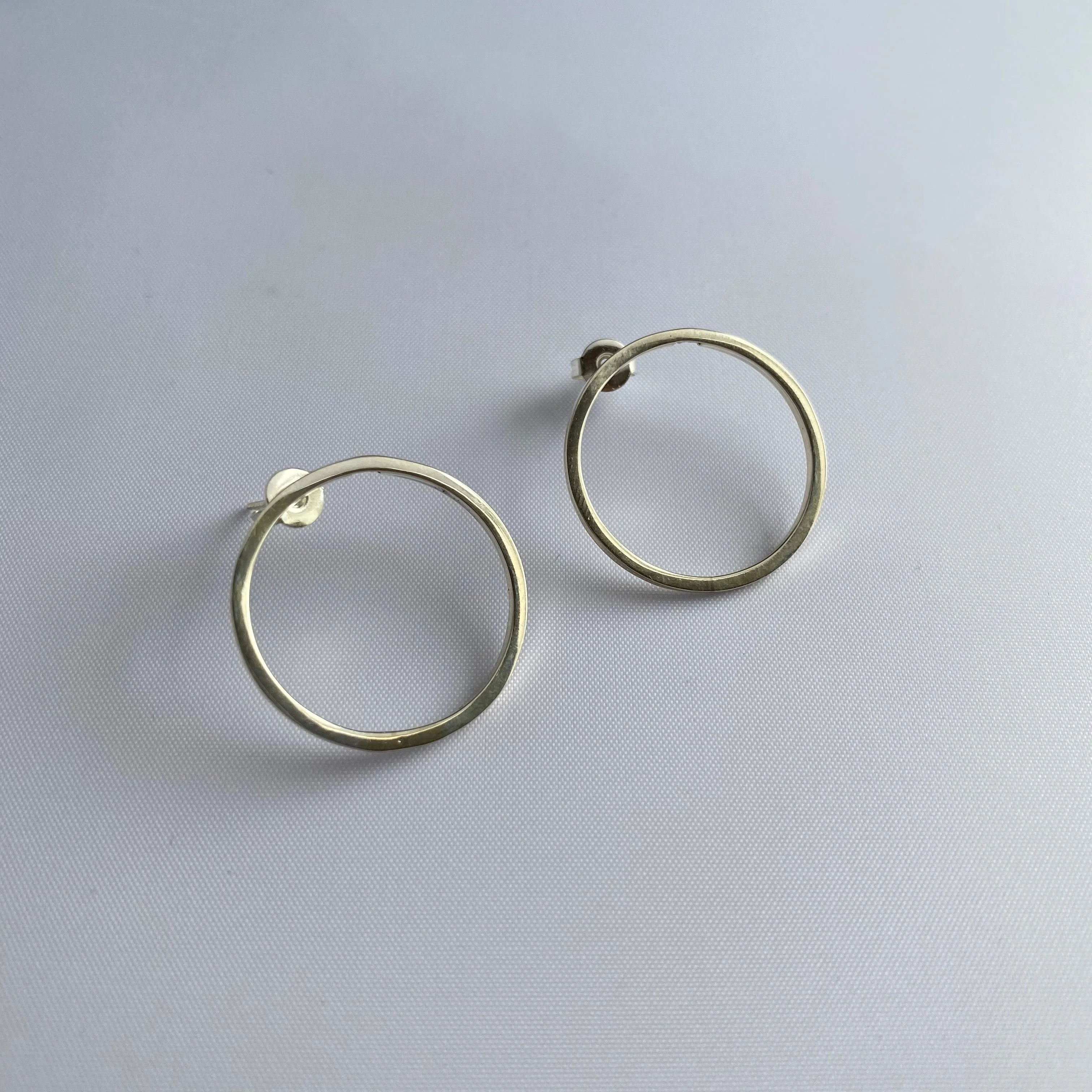 Sterling Silver Hollow Circle Stud Earrings - Image 3