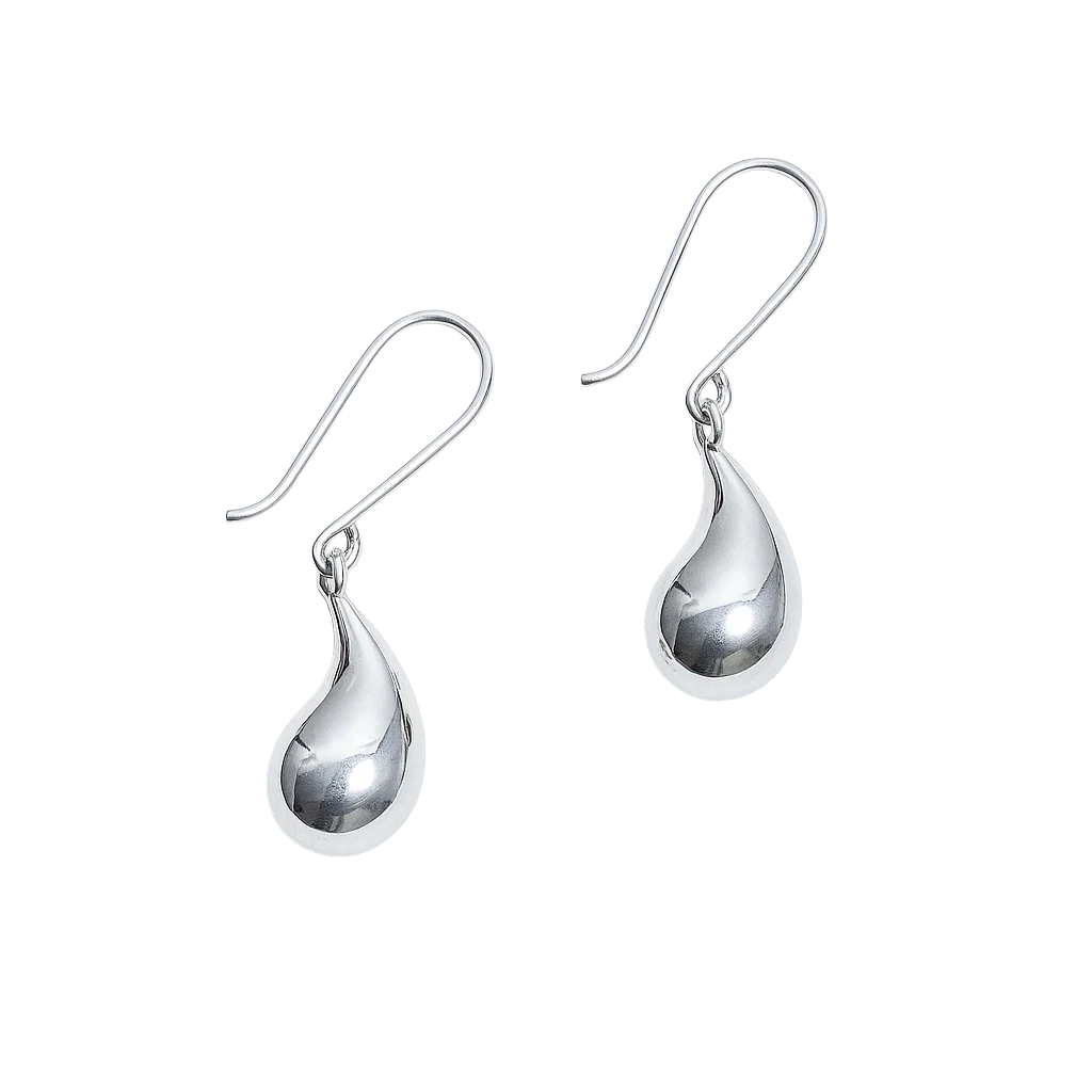 Sterling Silver Hook Earrings with a Chunky Curved Drop - Image 2