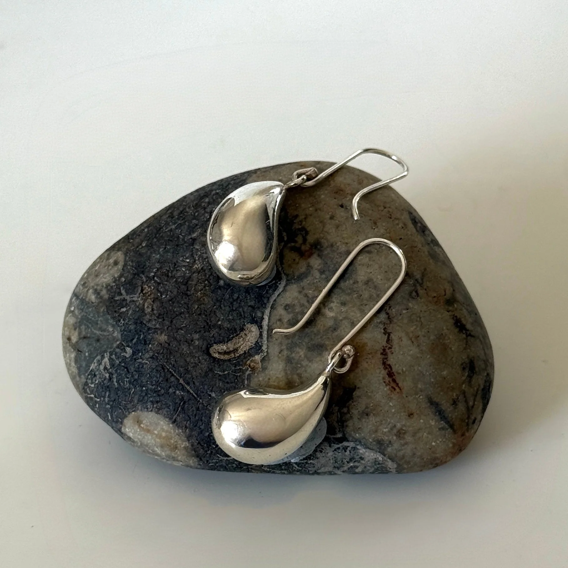 Sterling Silver Hook Earrings with a Chunky Curved Drop - Image 3