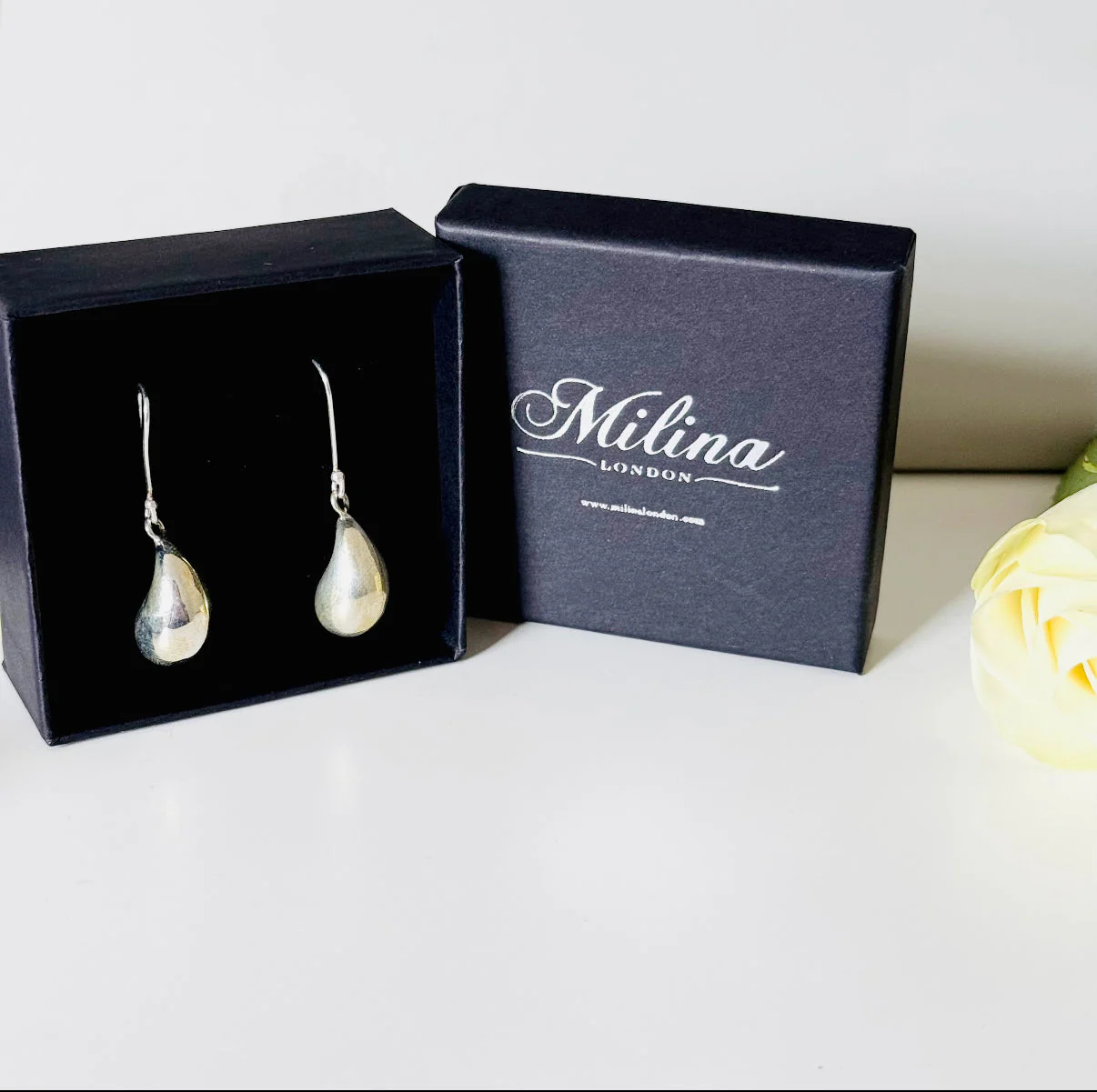 Sterling Silver Hook Earrings with a Chunky Curved Drop - Image 4