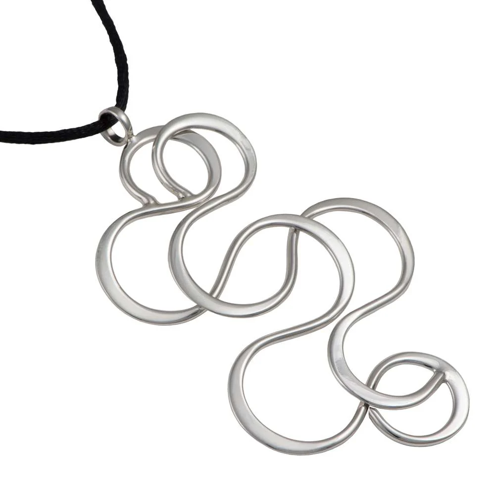 Sterling Silver Labyrinth Pendant on a Black Cord - Image 2