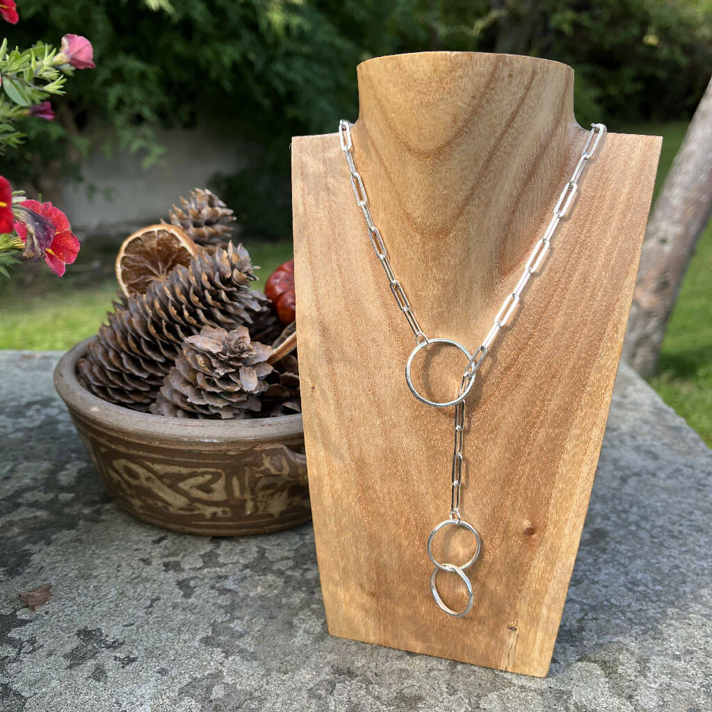 Sterling Silver Lariat Hoop Necklace