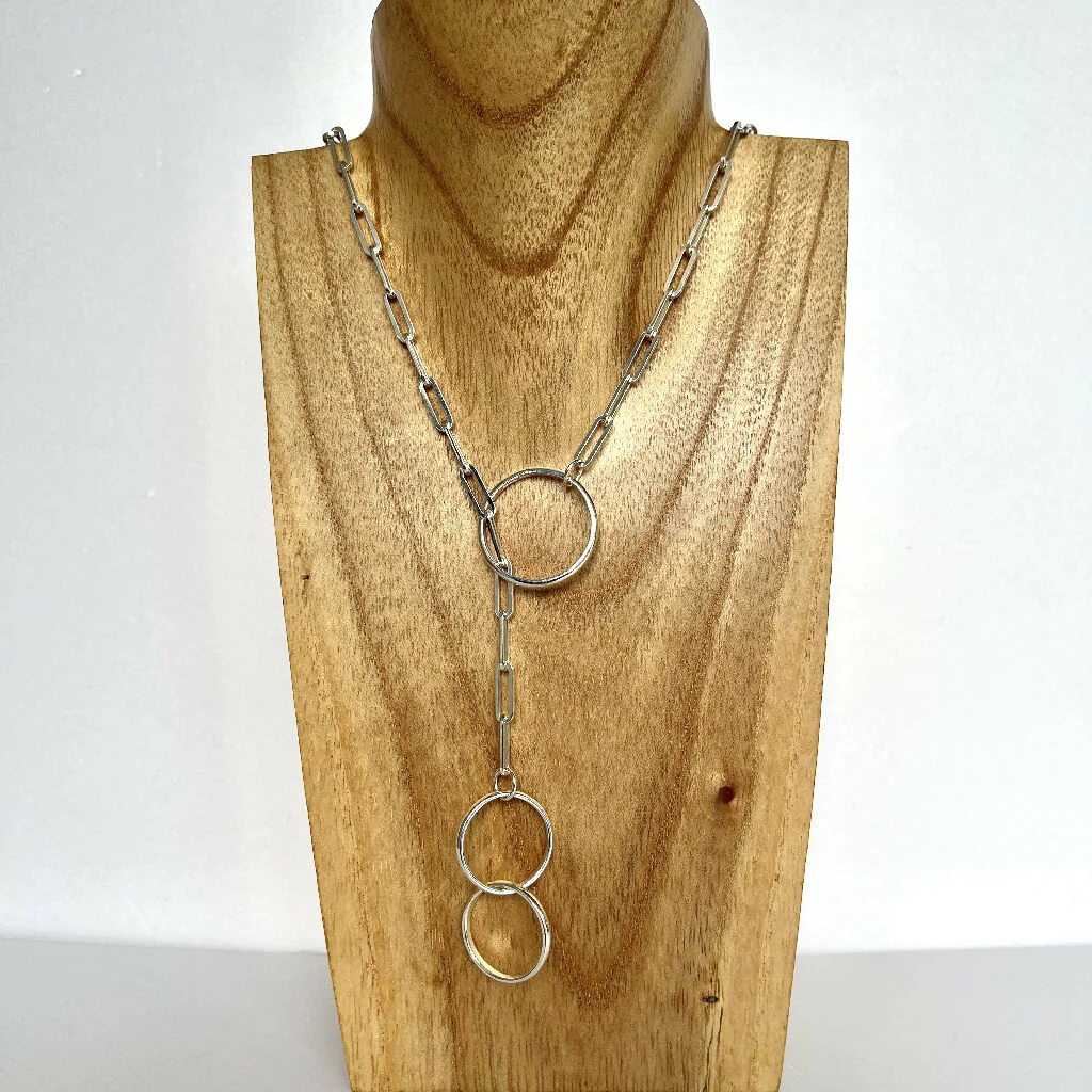 Sterling Silver Lariat Hoop Necklace - Image 2