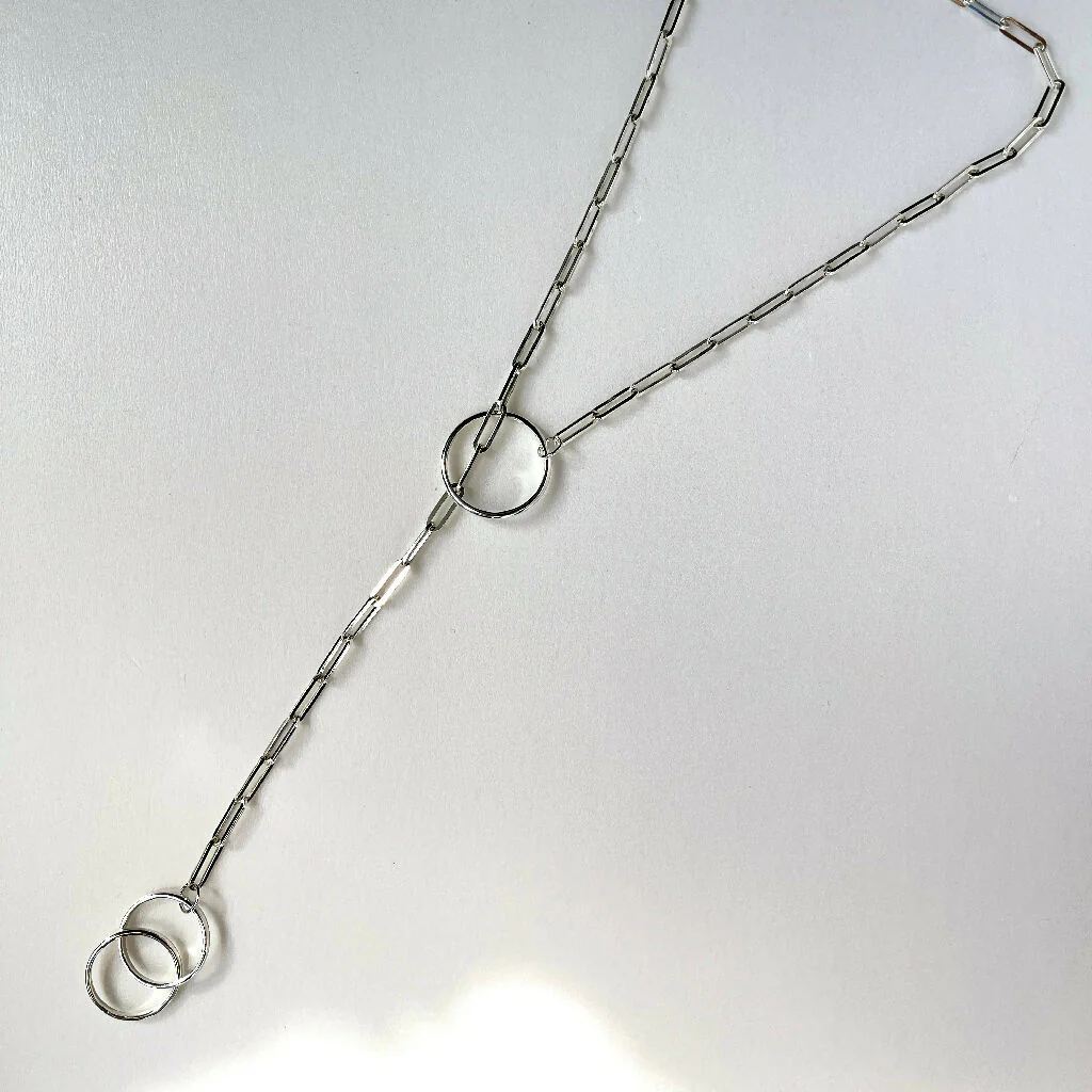 Sterling Silver Lariat Hoop Necklace - Image 3