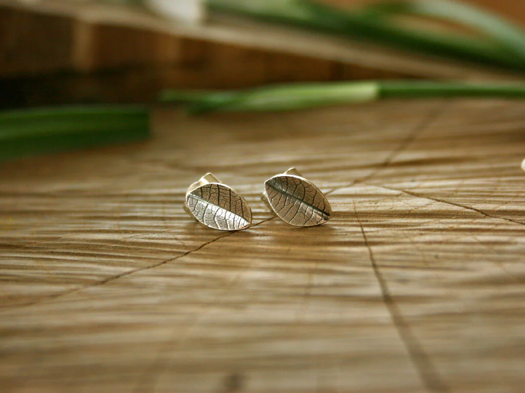 Sterling Silver Leaf Stud Earrings - Image 6