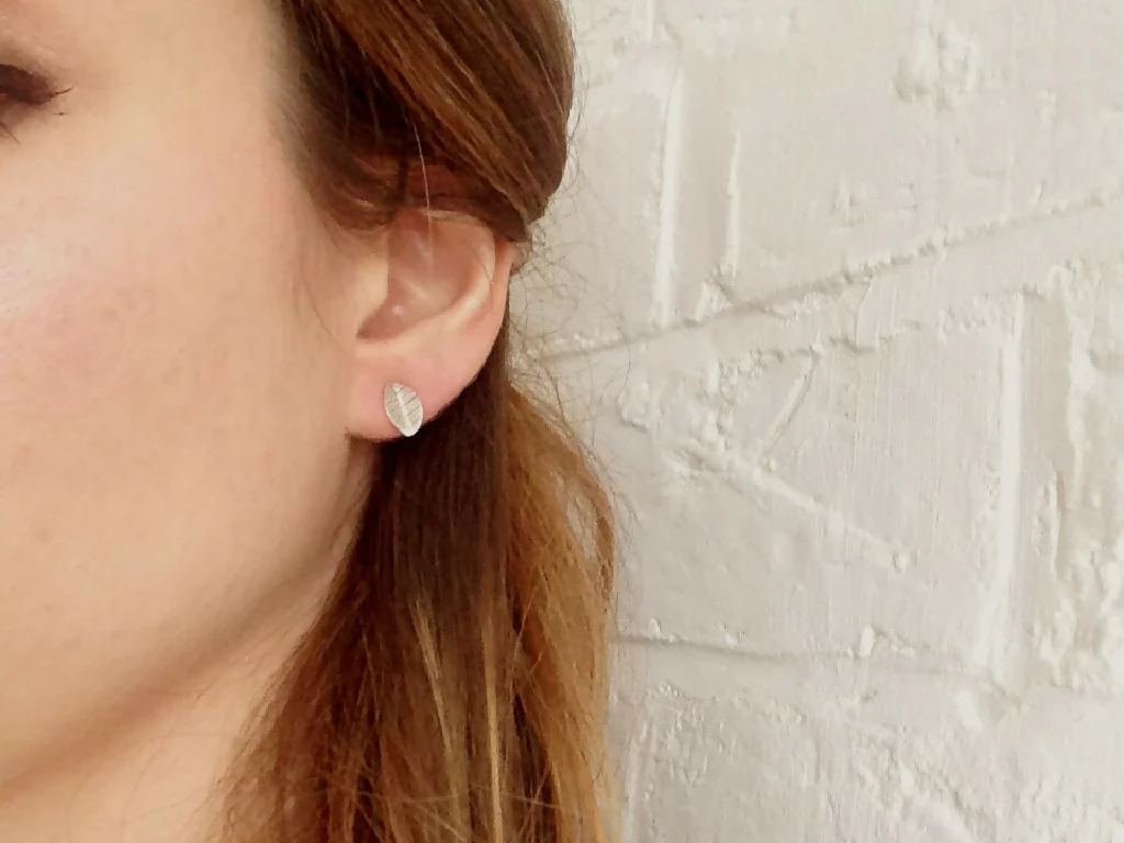 Sterling Silver Leaf Stud Earrings - Image 7