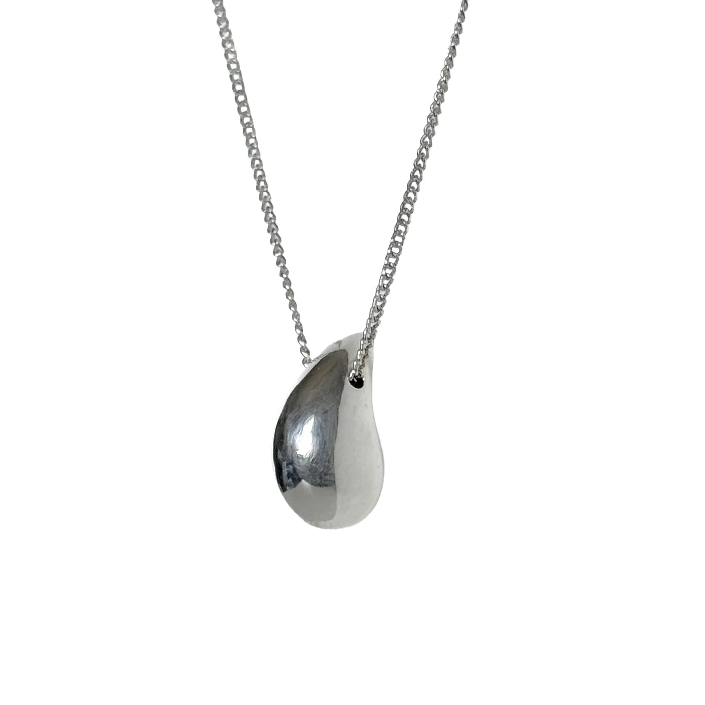 Sterling Silver Necklace with Chunky Curved Drop Pendant - Image 3