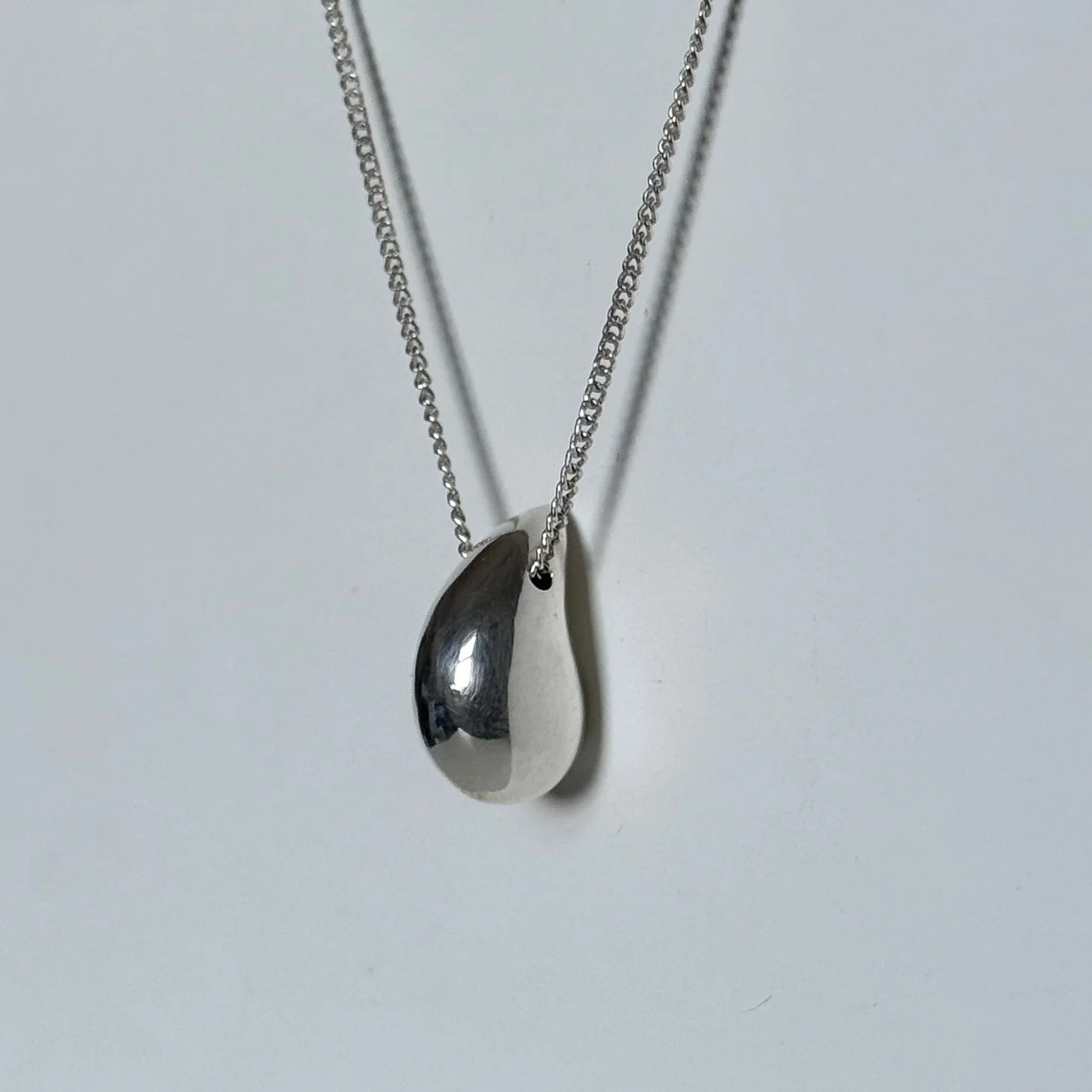 Sterling Silver Necklace with Chunky Curved Drop Pendant - Image 5