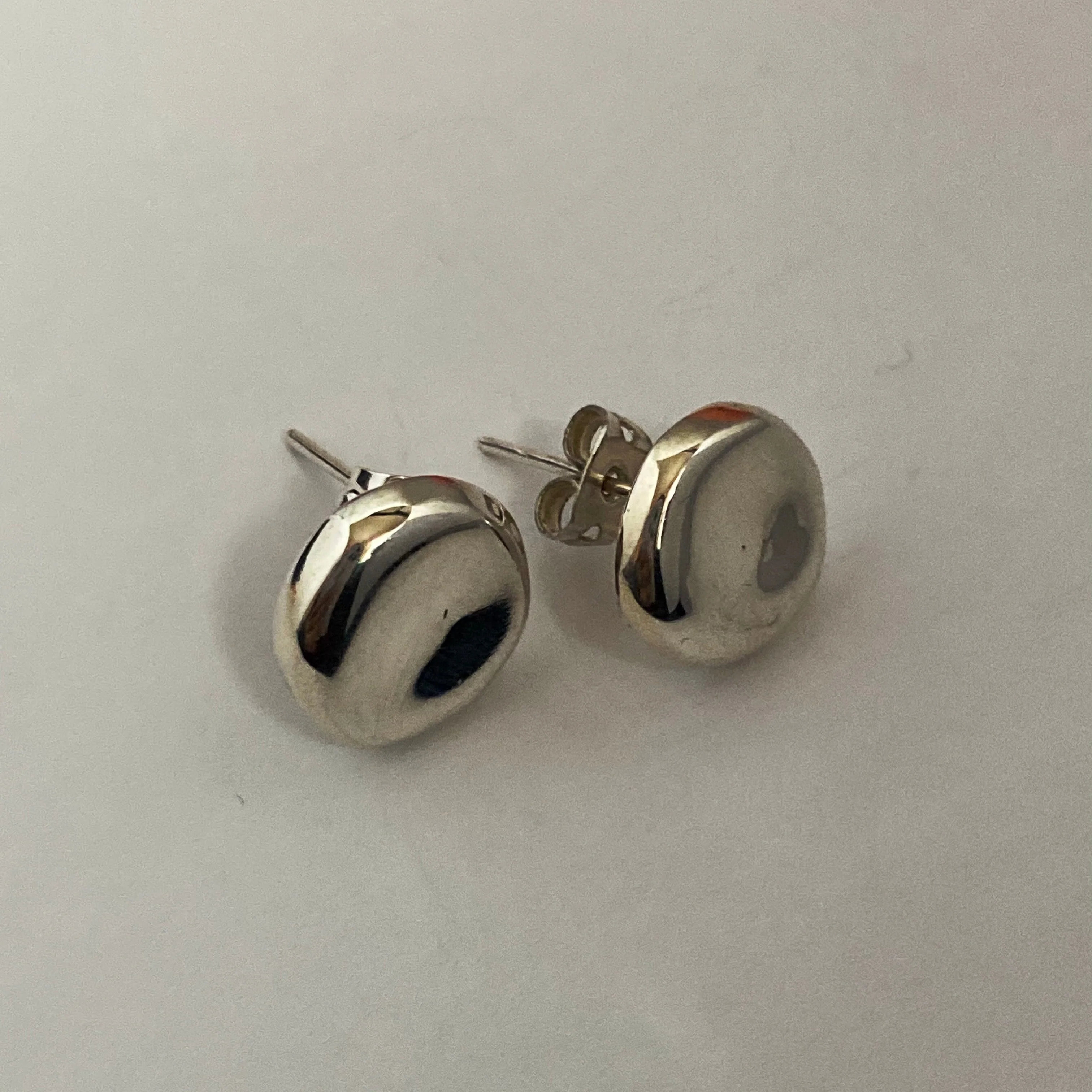 Sterling Silver Round Organic Concave Shaped Studs - Image 3