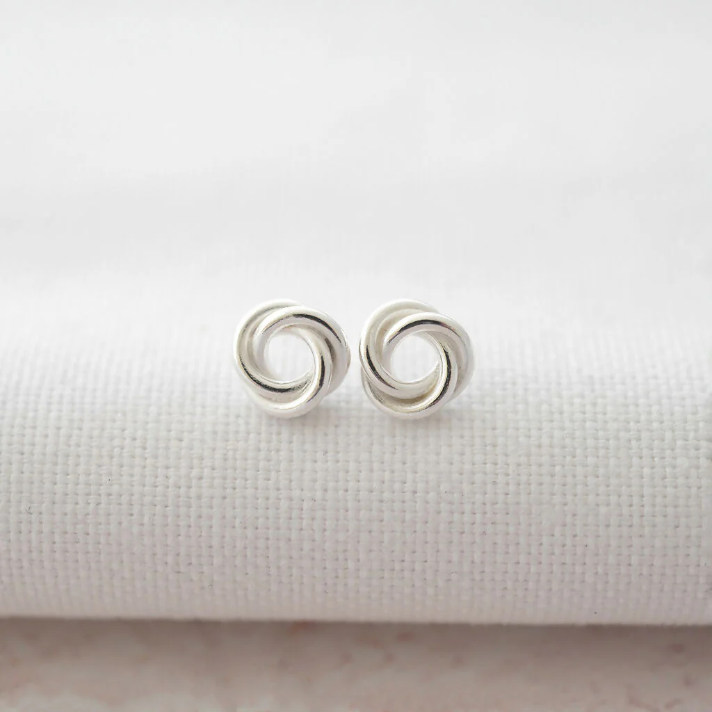 Sterling Silver Russian Ring Stud Earrings