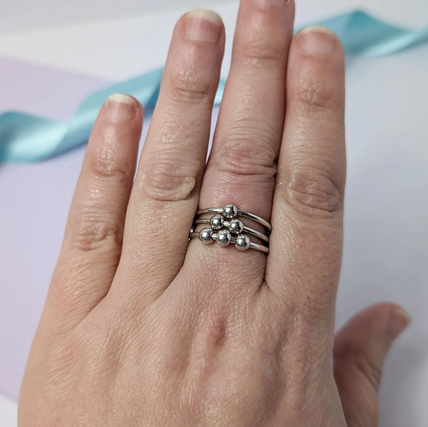 Sterling Silver Spinner Ring – Anxiety Spinning Bead Band - Image 3