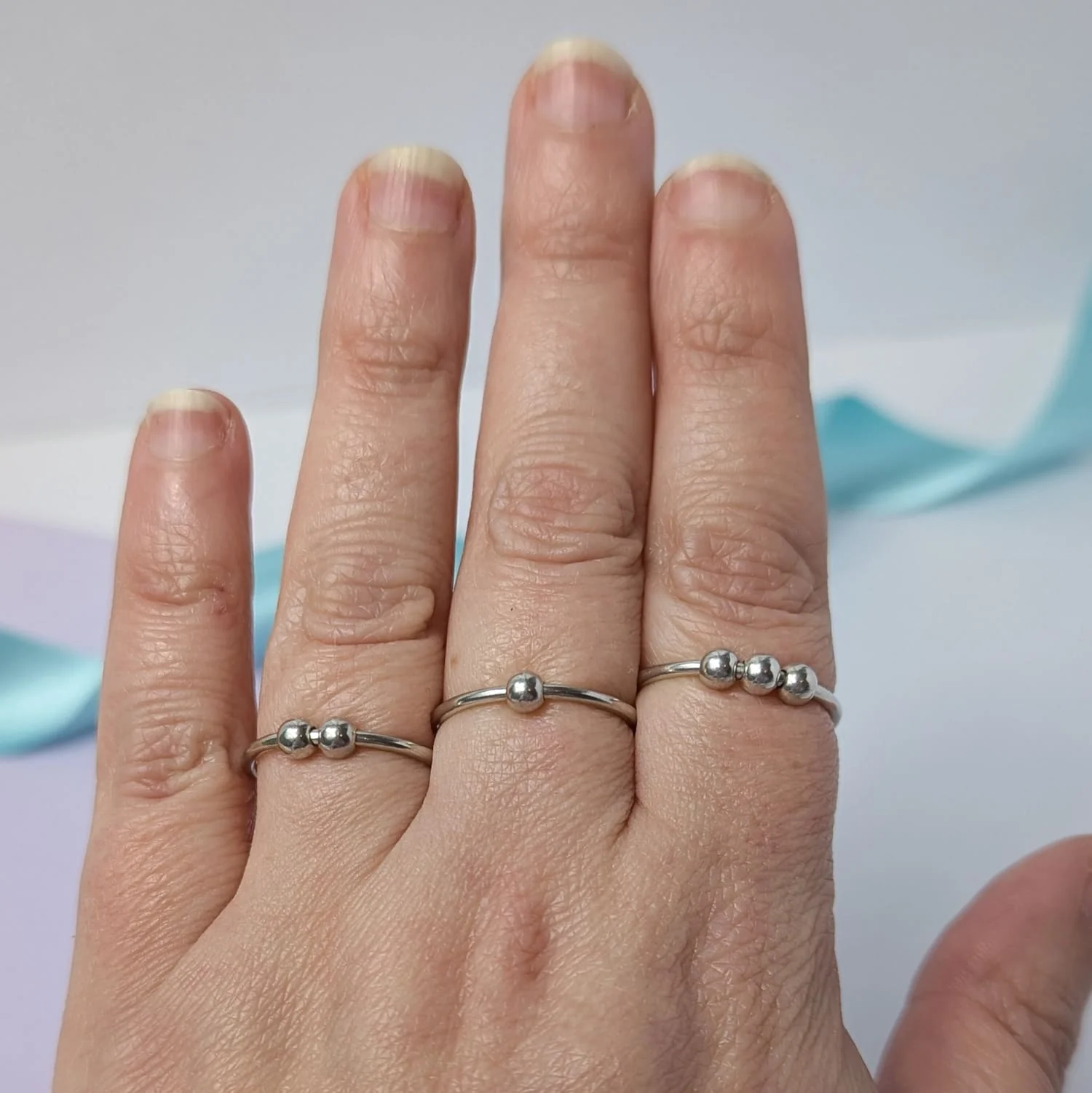 Sterling Silver Spinner Ring – Anxiety Spinning Bead Band - Image 8