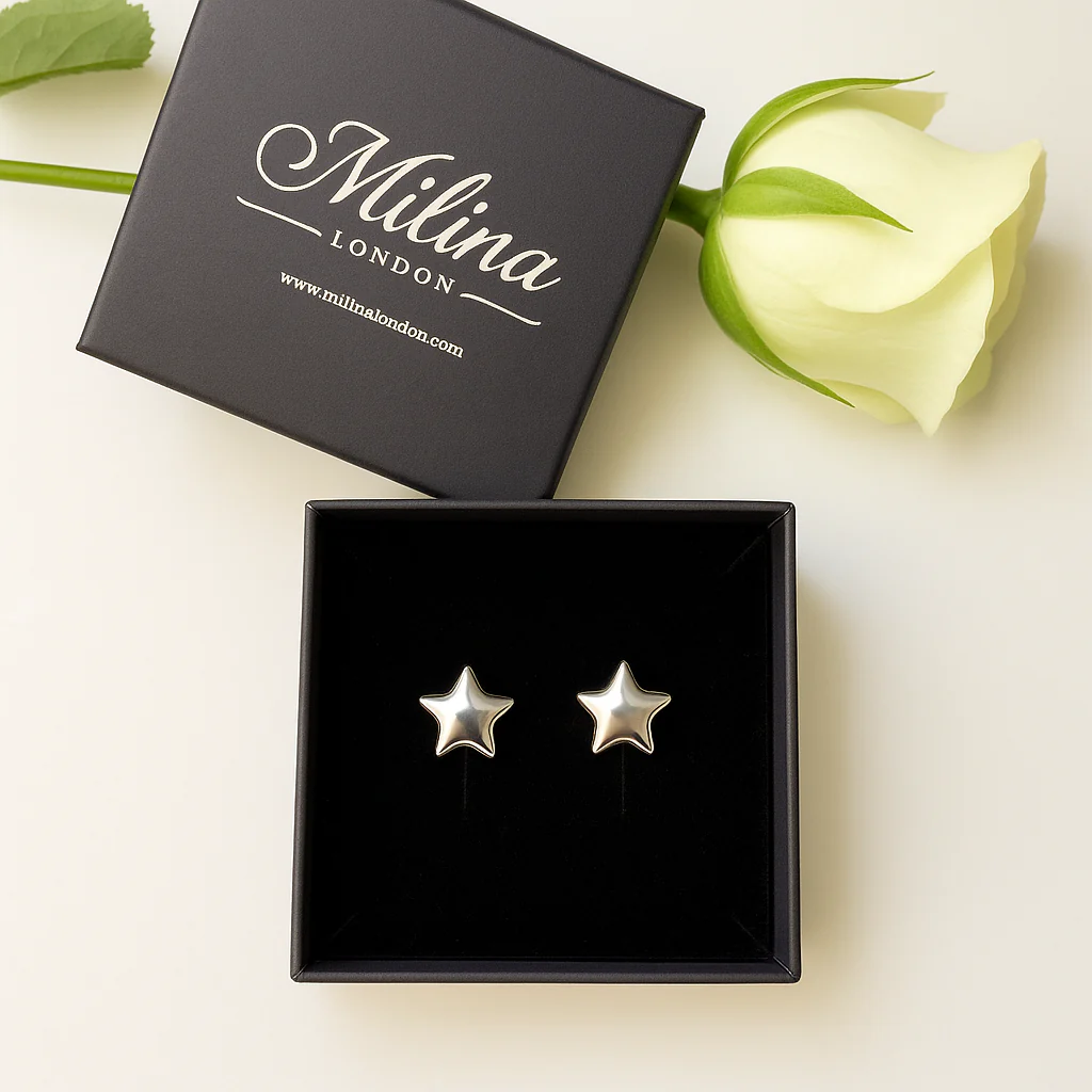 Sterling Silver Star Shaped Stud Earrings - Image 7
