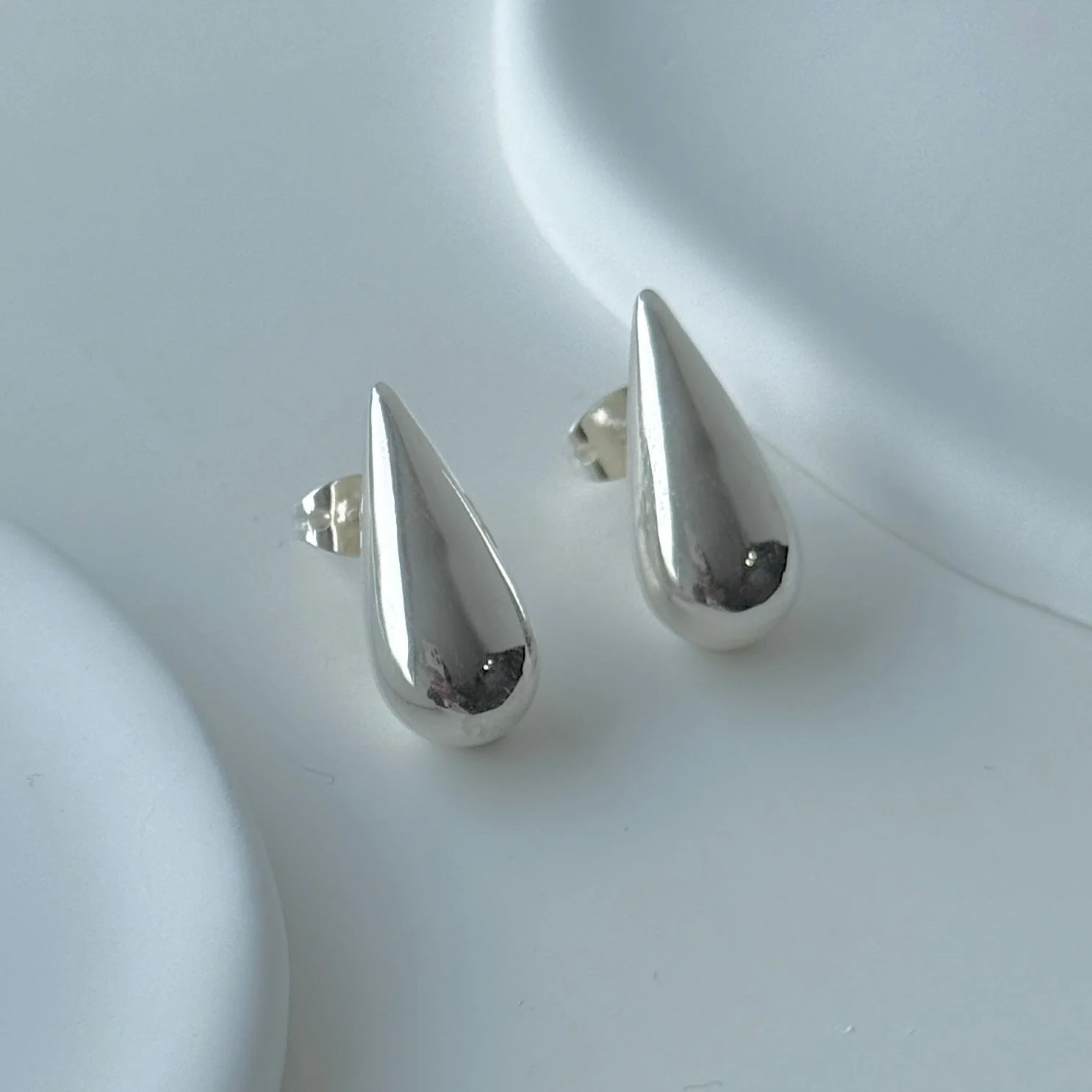Sterling Silver Teardrop Shaped Stud Earrings - Image 3