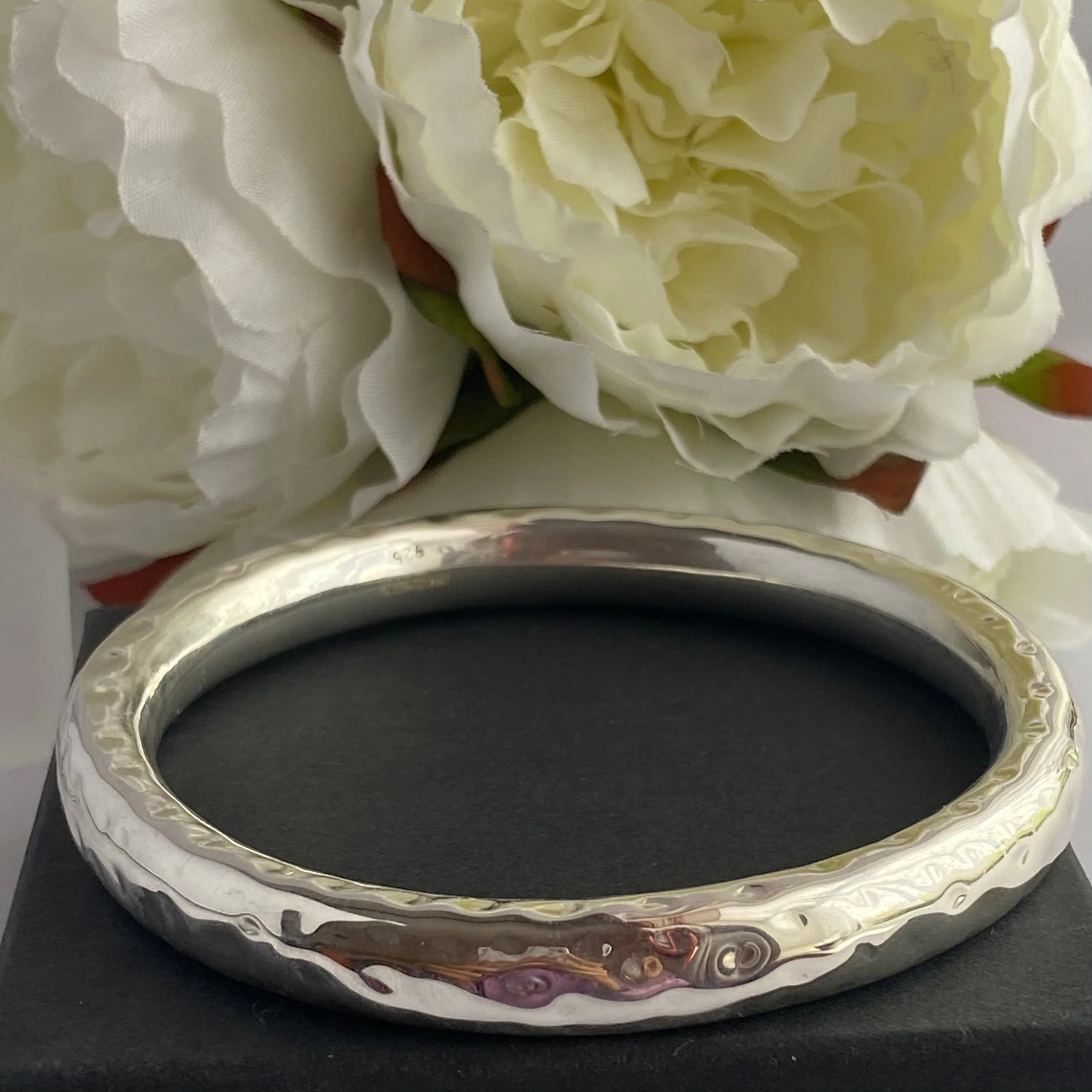 Sterling Silver Thick Hammered Bangle - Image 5