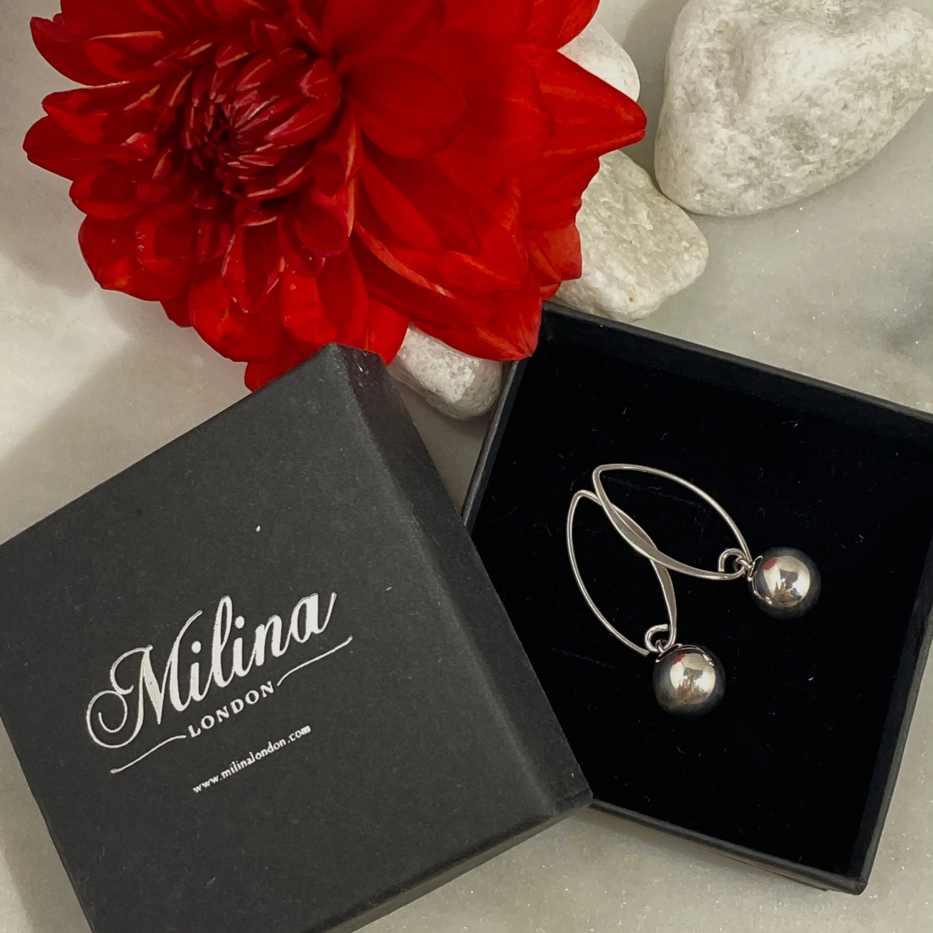 Sterling Silver Threader Earrings - Sphere - Image 4