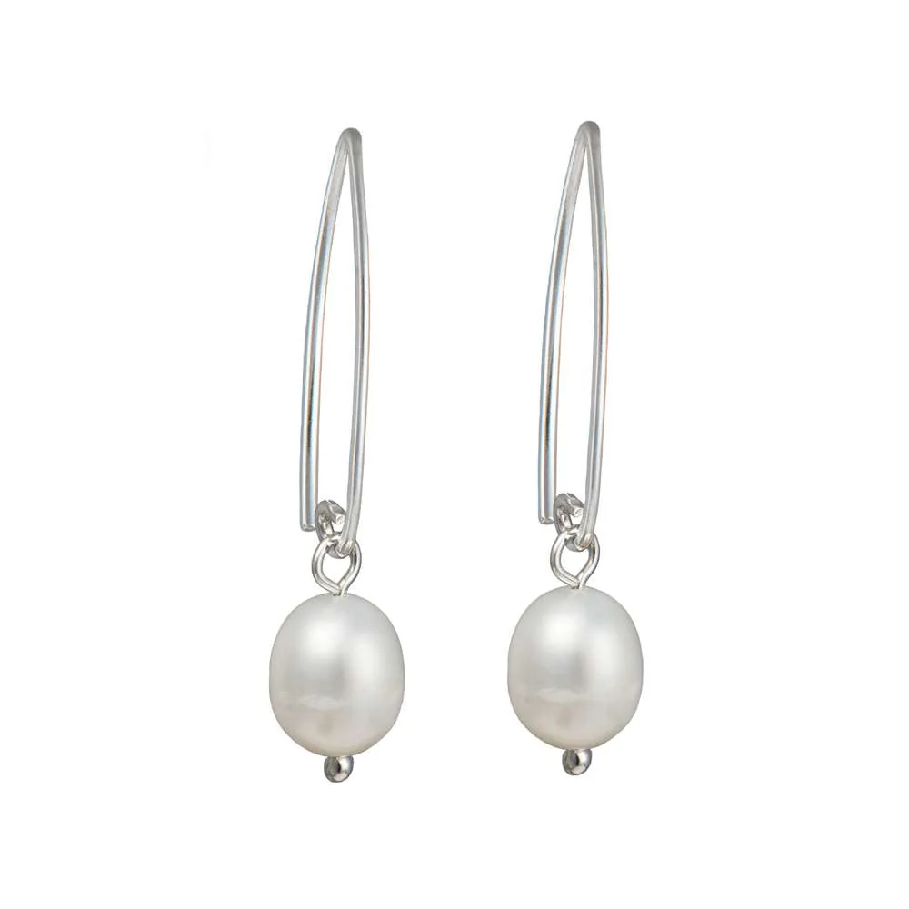 Sterling Silver Threader Hook Earrings - Pearl - Image 2
