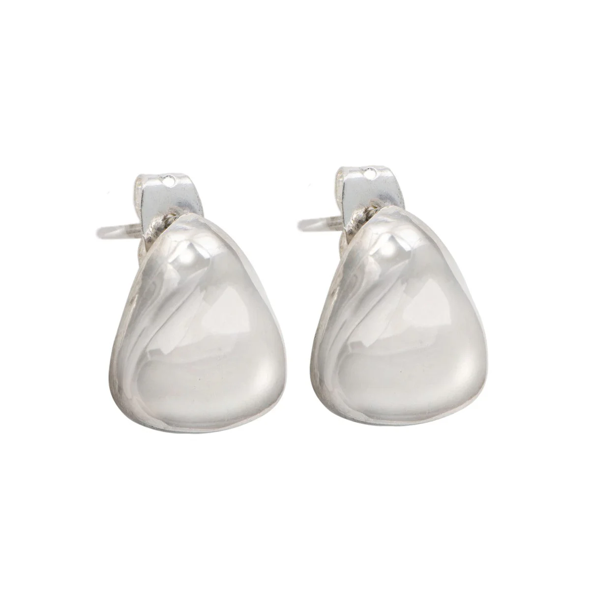 Sterling Silver Triangle Shaped Concave Stud Earrings - Image 2