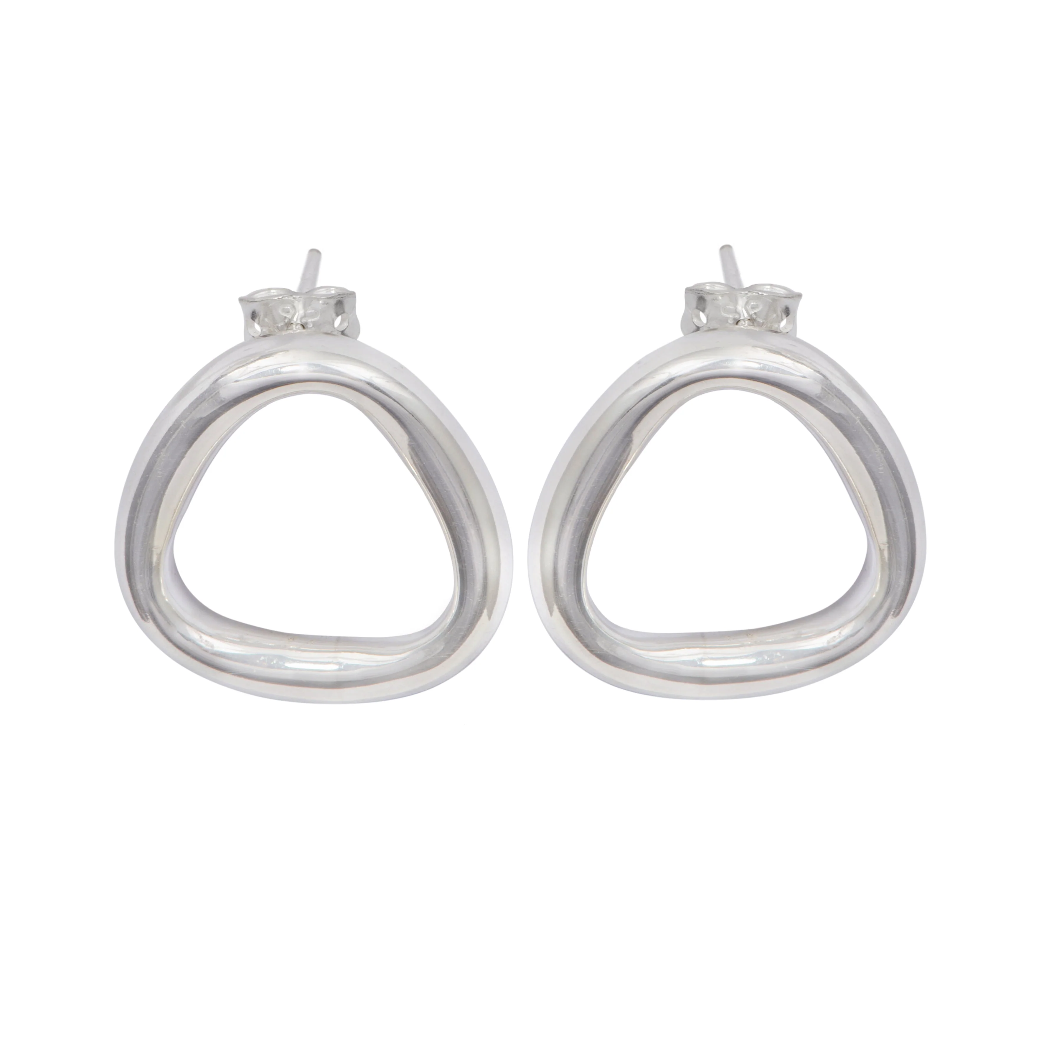 Sterling Silver Triangle Shaped Stud Earrings - Image 2