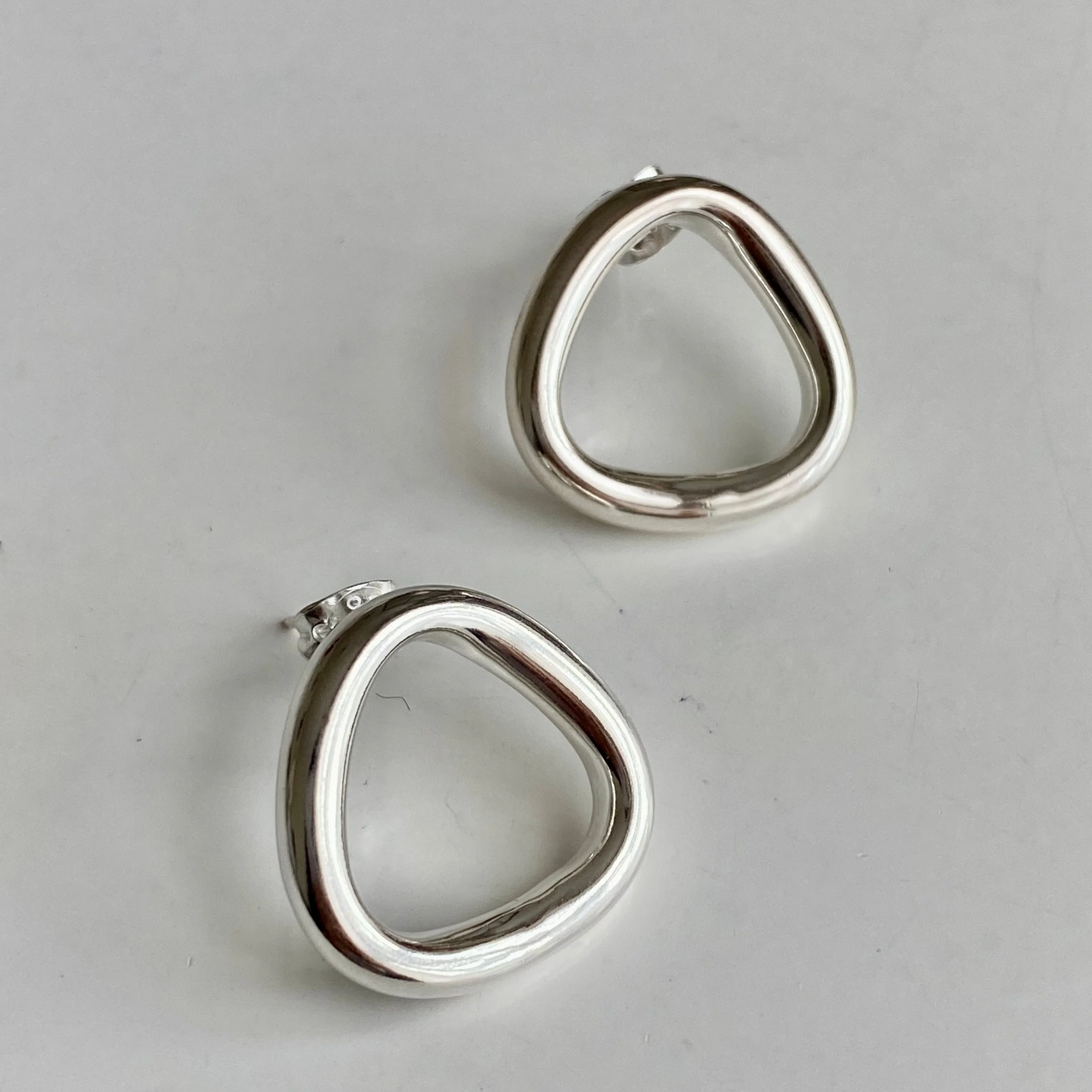 Sterling Silver Triangle Shaped Stud Earrings - Image 3