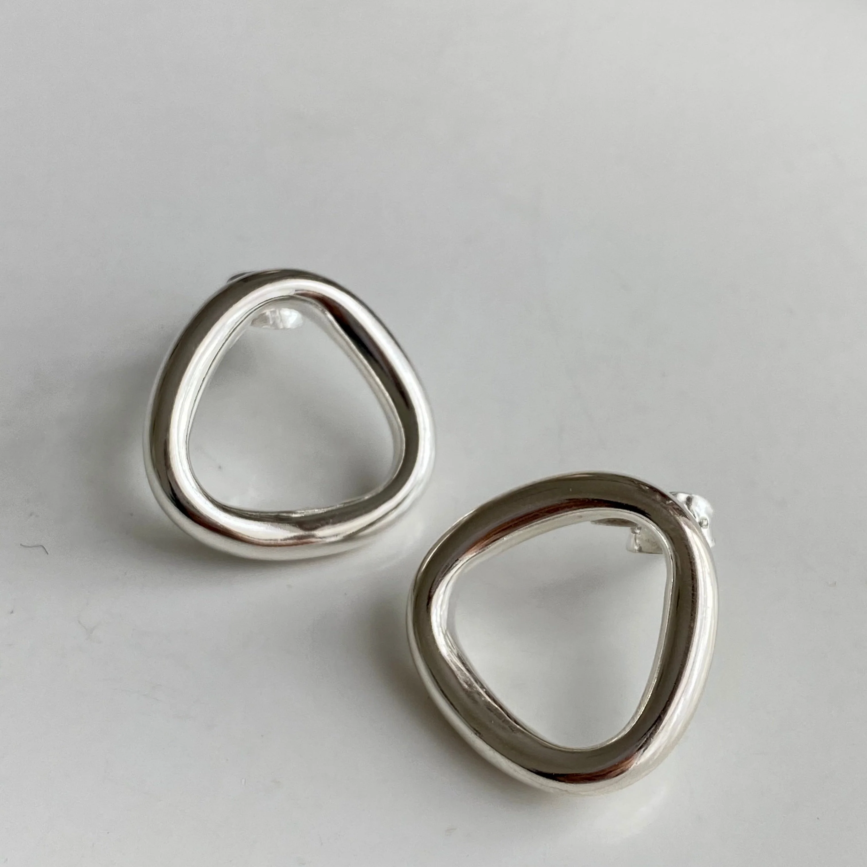 Sterling Silver Triangle Shaped Stud Earrings - Image 4